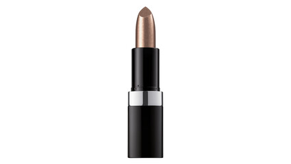 Obraz premium Metallic bronze lipstick with black casing and silver ring, isolated on transparent background