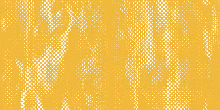 Abstract yellow and white halftone dot pattern background with grunge cloud texture