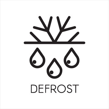 Snowflake and drop thin stroke linear icon. Defrost and freeze concept logo. Symbol of fridge or air conditioner. Vector outline label