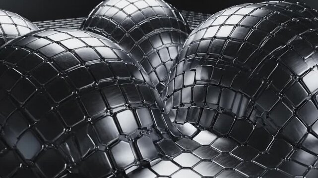 Abstract geometric surface animation with bumpy metallic pattern