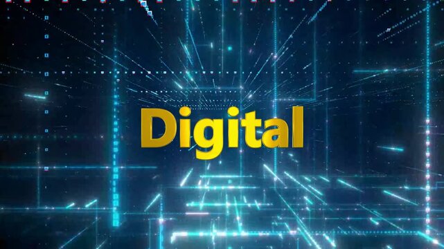 Dynamic digital network grid with glowing blue lines and sparkling data points abstract futuristic cyberspace visualization motion graphics clip