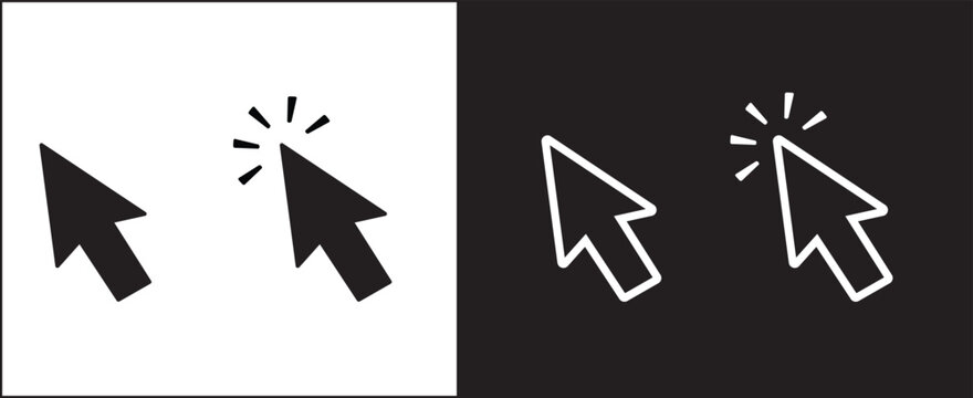 Cursor mouse click icon set. Modern click arrow icons and computer mouse pointer vectors illustration