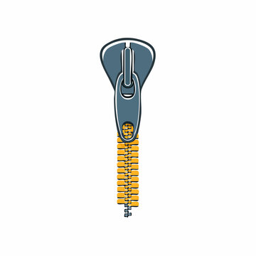 Zipper fastener with yellow teeth and gray slider