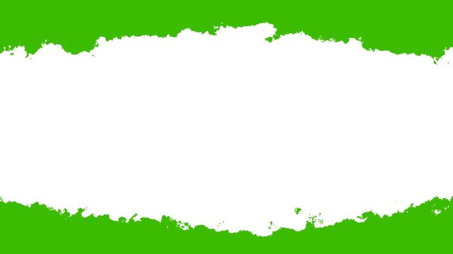  Ink Brush Reveal Title Transition In Green Screen Background. Animation with rough grunge edges spreading across a green background. Dynamic paint stroke effect 