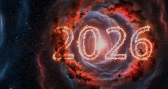 Neon Numbers Year Future Concept.