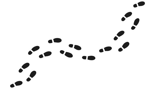 Shoe footprints trail isolated on white background