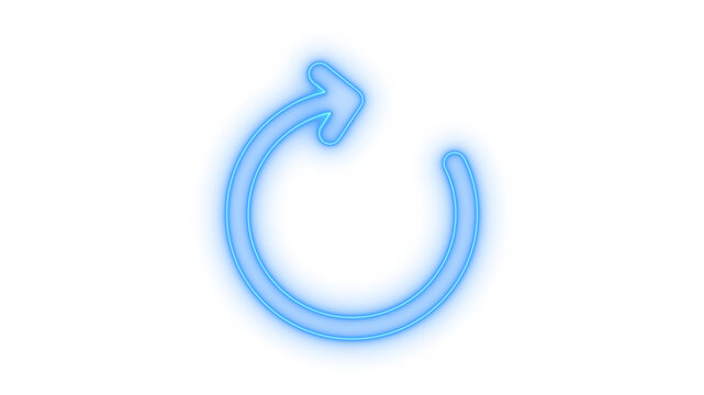 Glowing neon refresh or reload arrow icon isolated on transparent background. Circular motion. Restart symbol. Update button. Loop sign. Reset.