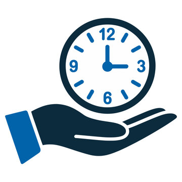 Vector of a hand holding a clock showing time to emphasize punctuality and planning