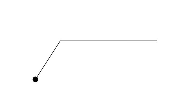 Minimalist animated line graph rising to horizontal plateau on white background, animation chart