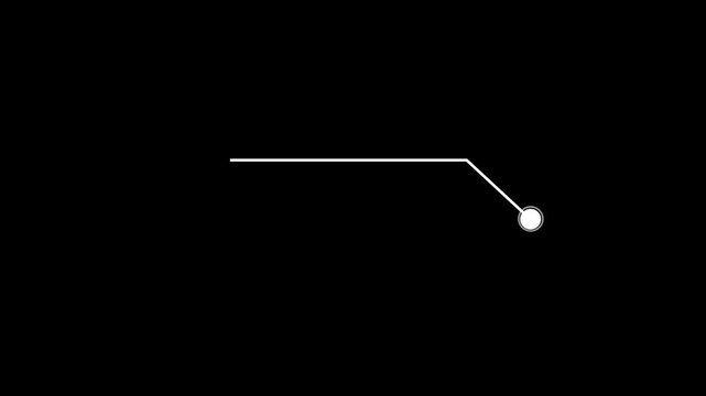 Minimalist hud callout pointer animation with white dot and line on black background, motion ui