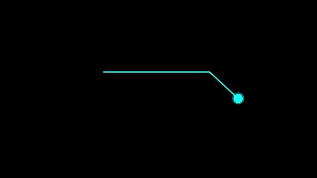 Minimalist hud callout with cyan glowing point and line for tech interface motion digital