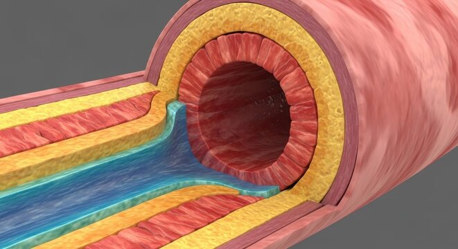 Cross-section of blood vessel with inner layers