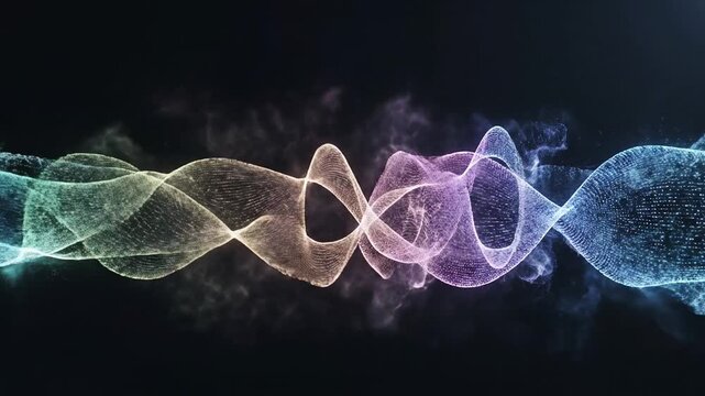 Vibrant colorful wave particle physics.