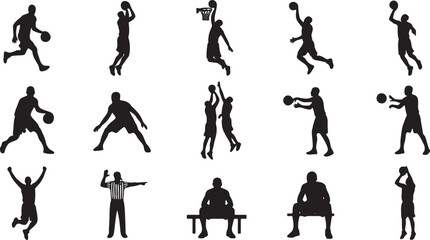 Basketball Actions Silhouette Icon Sheet. © Murad