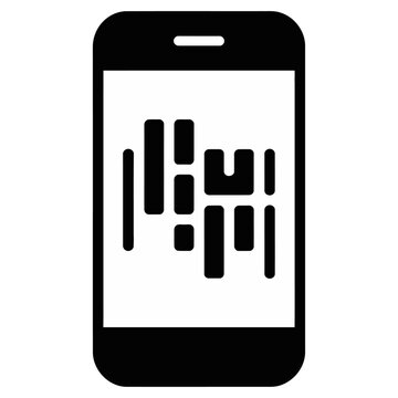 Smartphone displaying vector audio equalizer bars on its screen