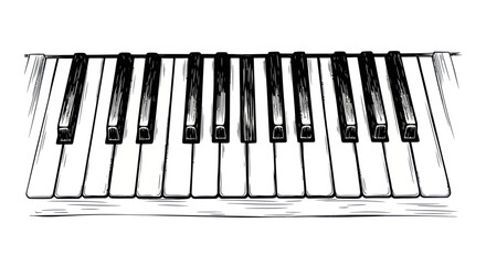 Fototapeta premium Piano Keyboard Sketch - Black and White Musical Instrument Keys
