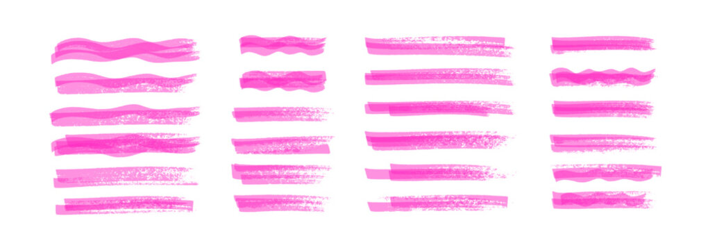 Colorful marker strokes and highlight lines bring dynamic energy to handmade illustrations, featuring bold pen marks perfect for creative underlining projects. Vector illustration.
