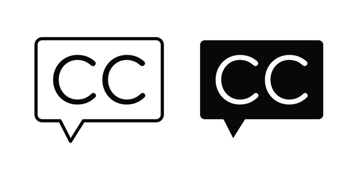 Closed caption icon vector illustration on white