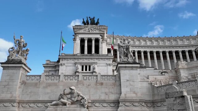 Altar of the Fatherland Monument with Italian Flag in Rome, Italy