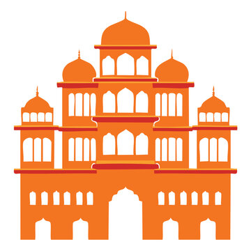 Silhouette of indian palace landmark architecture vector illustration with architecture, landmark