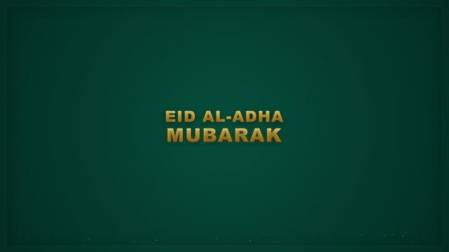 Golden Eid Al-Adha Mubarak Greeting on Elegant Green Background, a Dawn of Blessings and Joyous Celebration of Faith and Unity