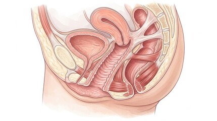 Fototapeta premium This diagram illustrates the female reproductive systems anatomy, aiding medical education in gynecology.