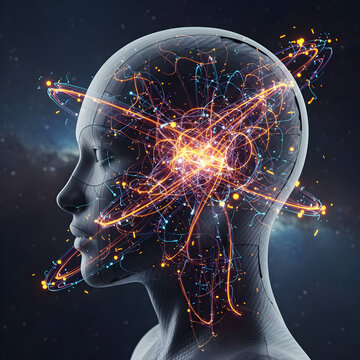 A human head with a network of neurons