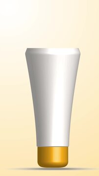 White Cosmetic Tube Mockup with Gold Cap on Light Background