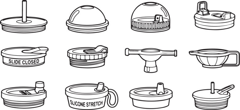 Set of twelve different types of containers and jars illustration vector Vector