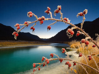 Fototapeta premium Autumn in Altai Republic: Golden Larch Forests and Alpine Streams