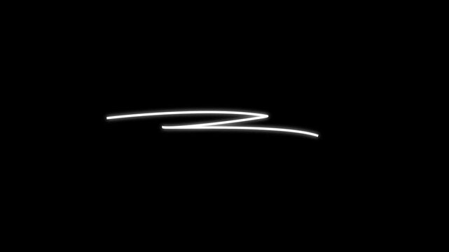 White brush stroke underline highlight line animation with alpha channel, scribble doodle transparent background. 4k video. animation