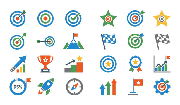 Goal target icon vector flat bullseye sign mobile app illustration