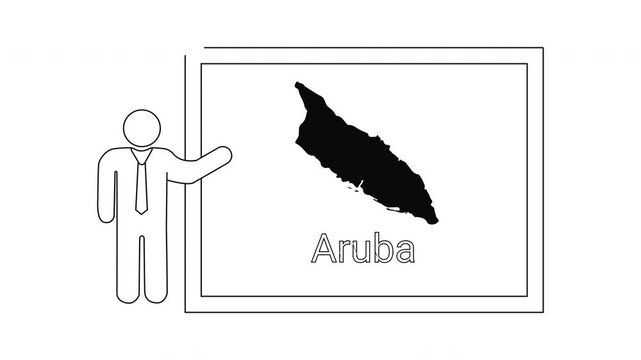 Presentation of Aruba Map and Information by a Business Person.