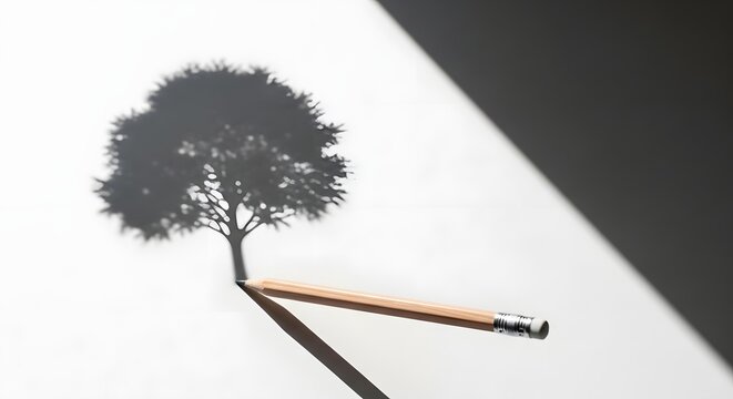 Creative Shadow of Tree with Pencil and Shadow.