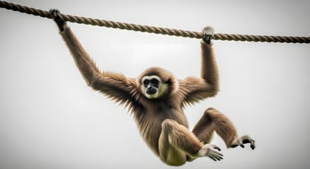Fototapeta premium Young Sloth Hanging from Rope in Natural Habitat.