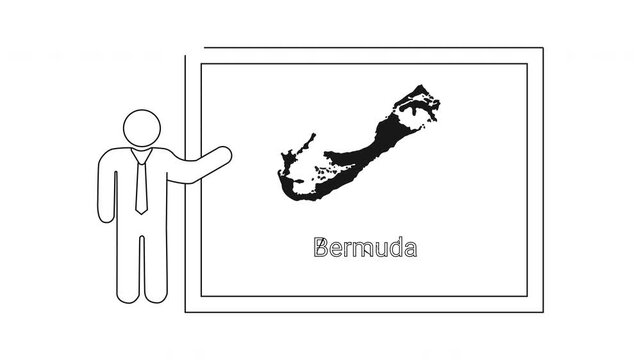 Presentation of Bermuda Map and Information by a Business Person.