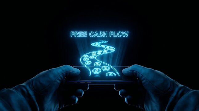 Holographic Free Cash Flow Concept Displayed on Smartphone.