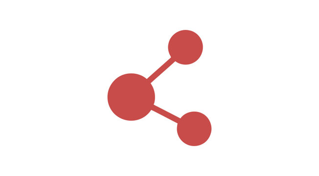 Connected nodes icon red network symbol on transparent background