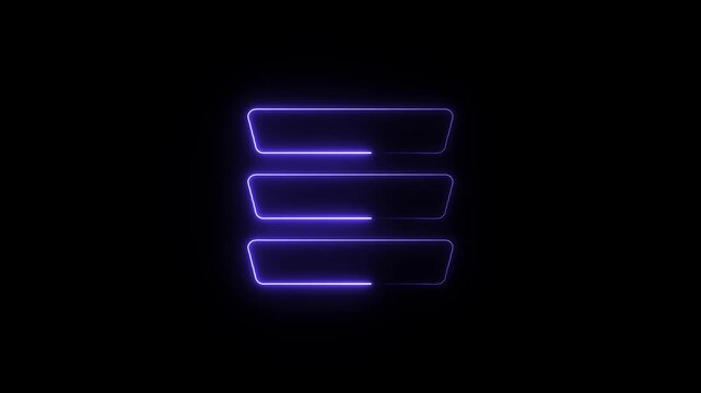 Neon glowing hamburger menu icon symbol a digital graphic of a three line horizontal navigation