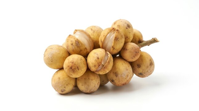 Fresh Longkong Fruit Bunch Isolated on White Background