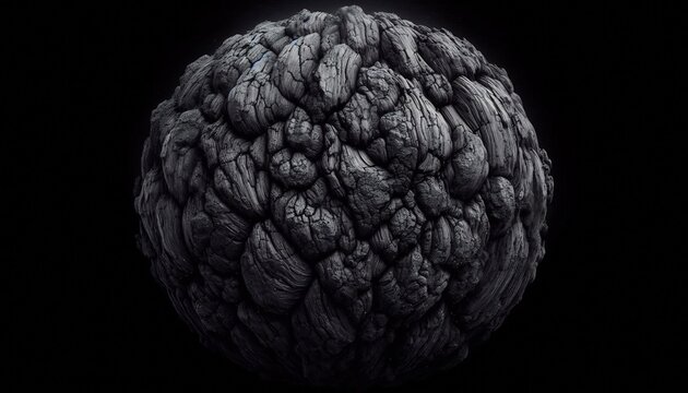 Abstract Dark Sphere with Organic Textured Surface.