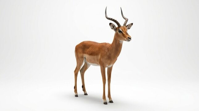 Male Impala Standing on White Background