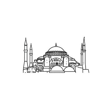 Hagia Sophia Mosque Line Art