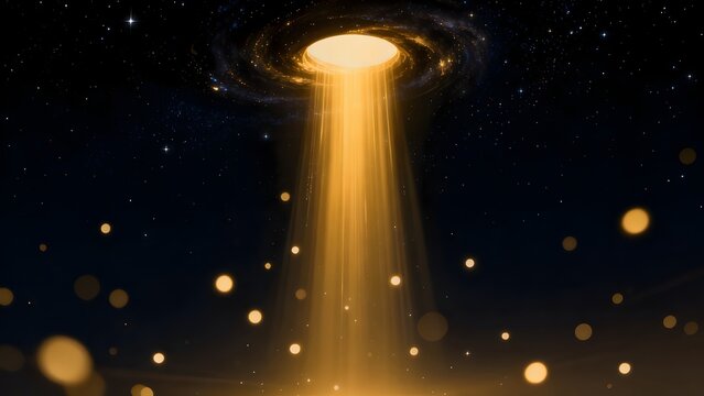 Cosmic portal with light beam in space