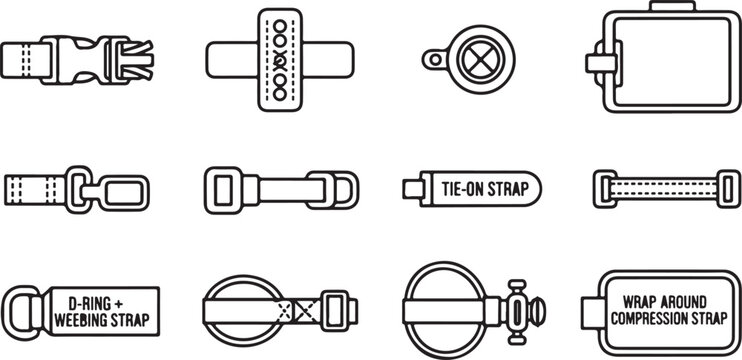 Vector illustration set of straps and buckles isolated Vector