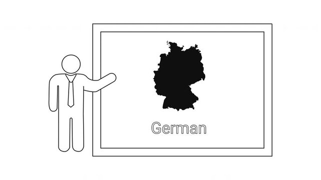 Presentation of Germany Map with a Person Icon.
