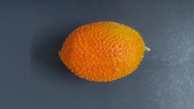 Ripe Orange Gac Fruit Isolated on Dark Background