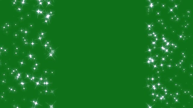 Twinkling glitter trail transition with glowing white star particles, sparkling fairy dust burst, elegant magic shimmer line animation, fantasy light motion on green screen background seamless 4K