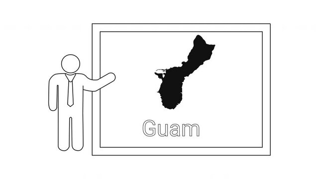 Presentation of Guam Map with a Business Person Icon.