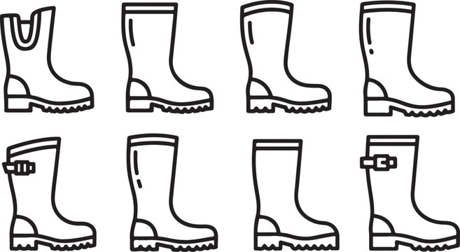 Line art icons of classic high heel shoes set Vector